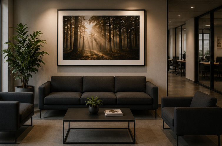 Espaces professionnels - œuvre murale Fine Art dans un lieu d’accueil